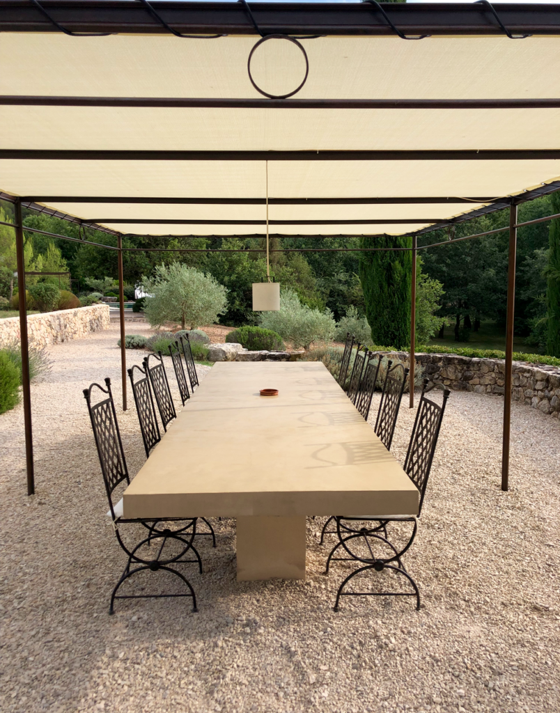 large table under a pergola