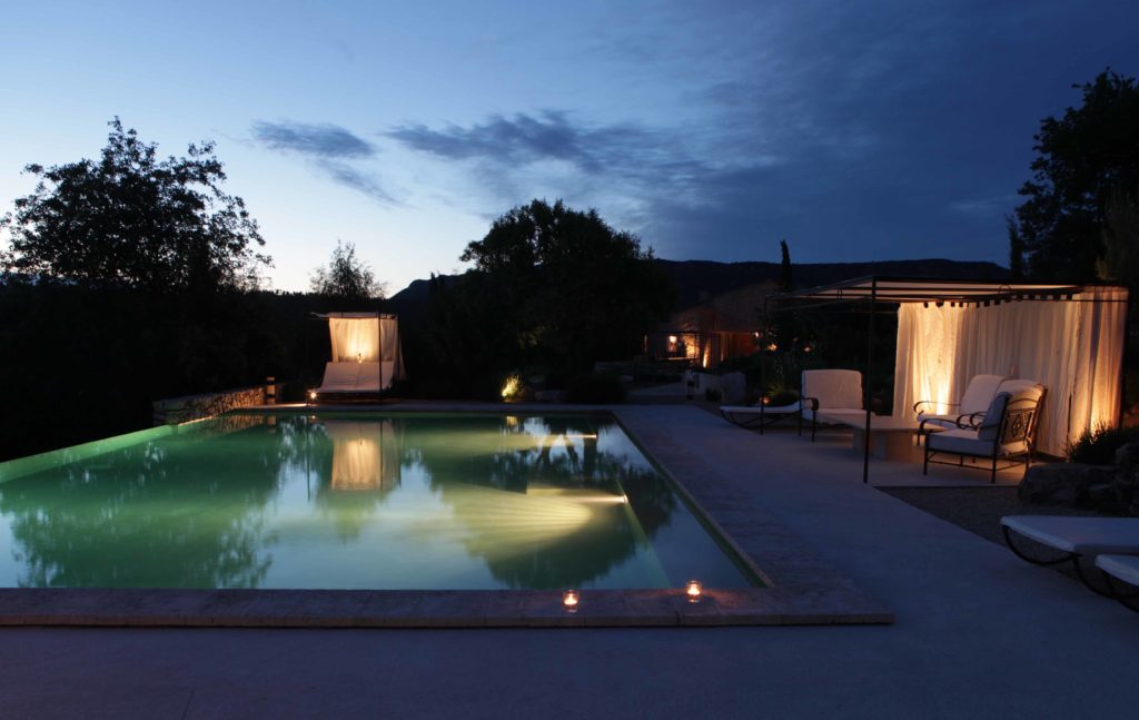 pool mas of the olive tree seen at night